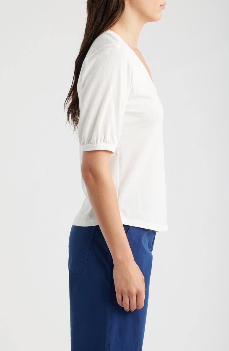 NZT by NIC+ZOE Puff Sleeve Cotton T-Shirt, Alternate, color, Paper White