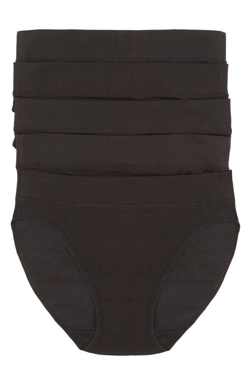 Felina 5-Pack Stretch Cotton High Cut Briefs in Black  product
