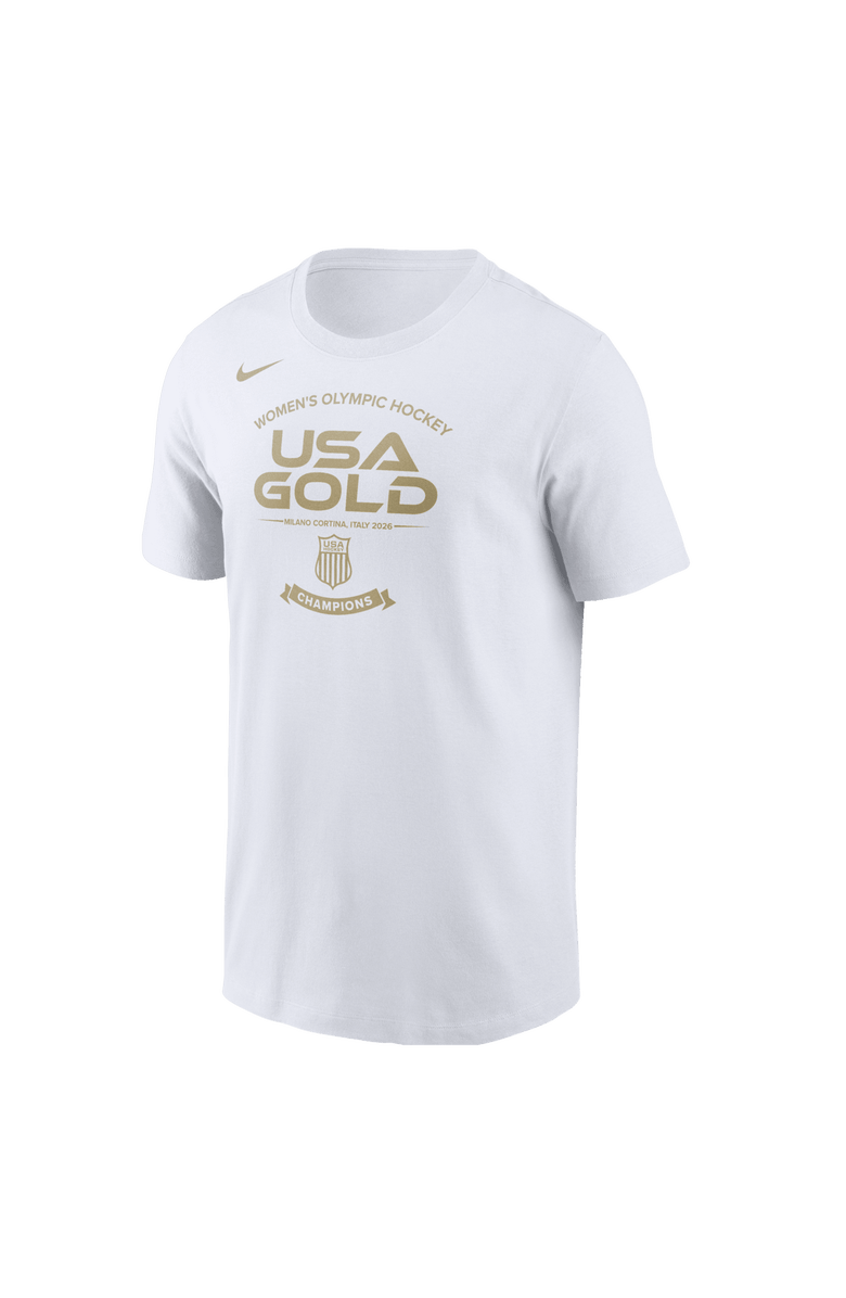 Nike Unisex Nike White Women's USA Hockey 2026 Winter Olympics Gold Medal Core T-Shirt, Main, color, White