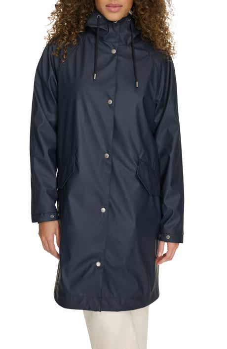 Water Resistant Hooded Long Rain Jacket