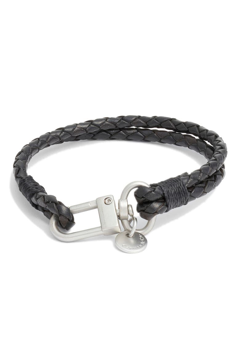 Craftman Braided Leather Bracelet, Main, color, BLACK