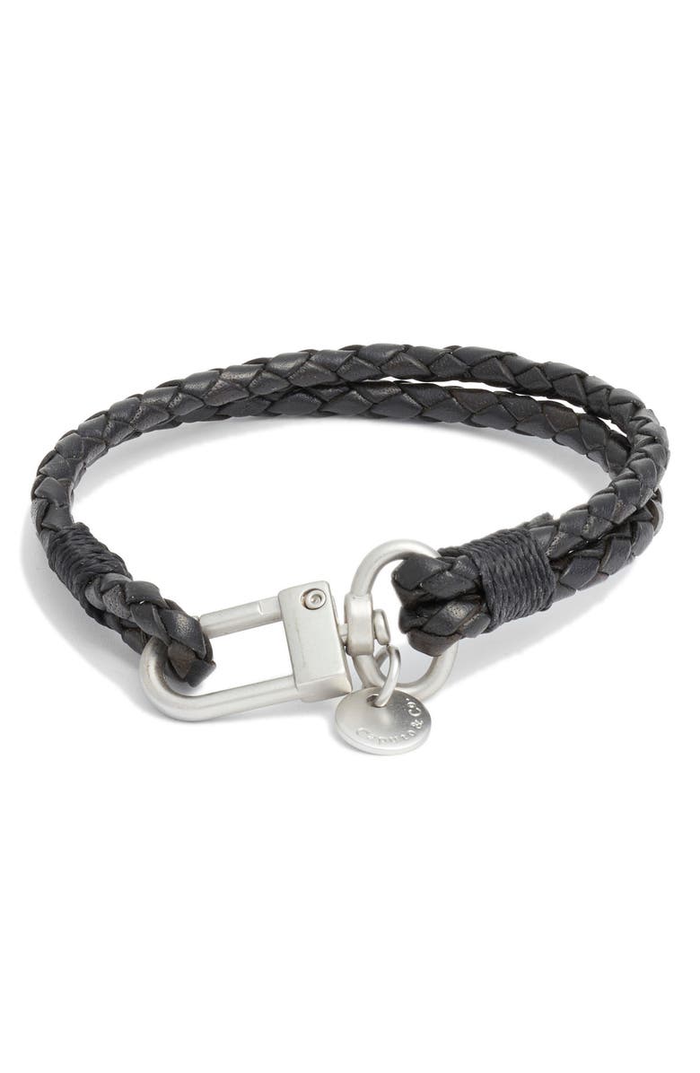 Caputo & Co. Craftman Braided Leather Bracelet, Main, color, Black