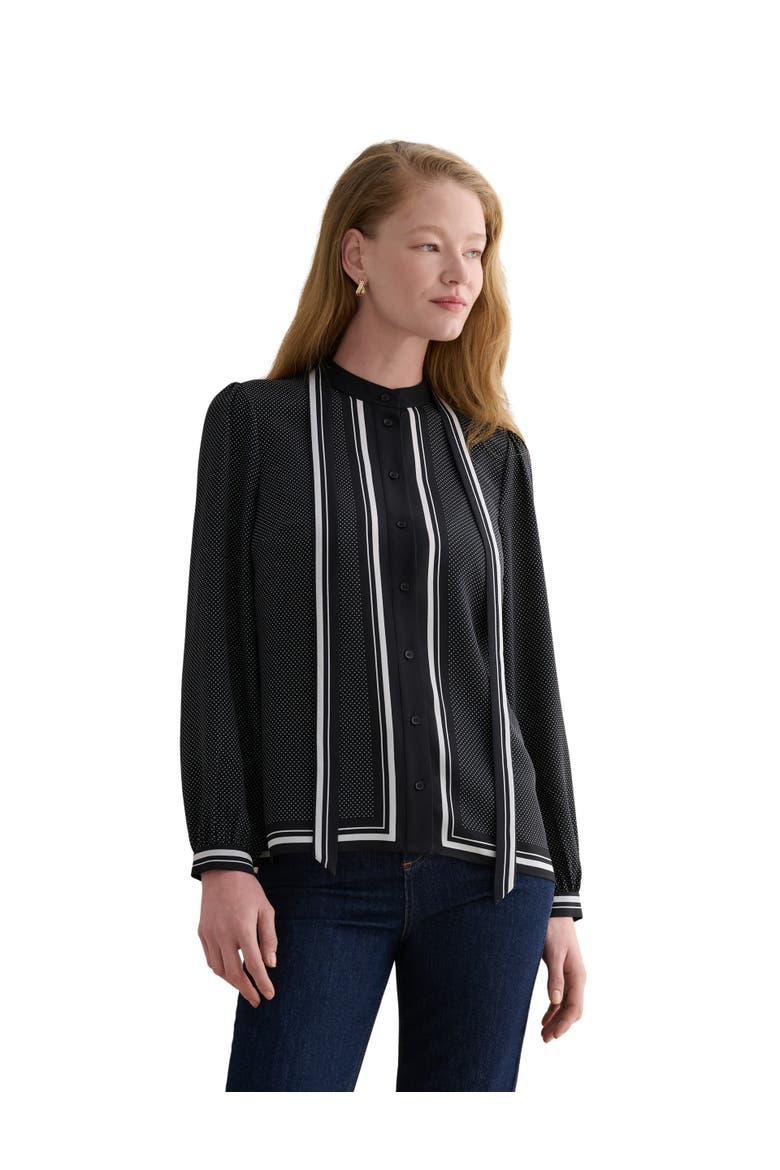 Valerie Tie-Neck Blouse, Main, color, Navy Ivory