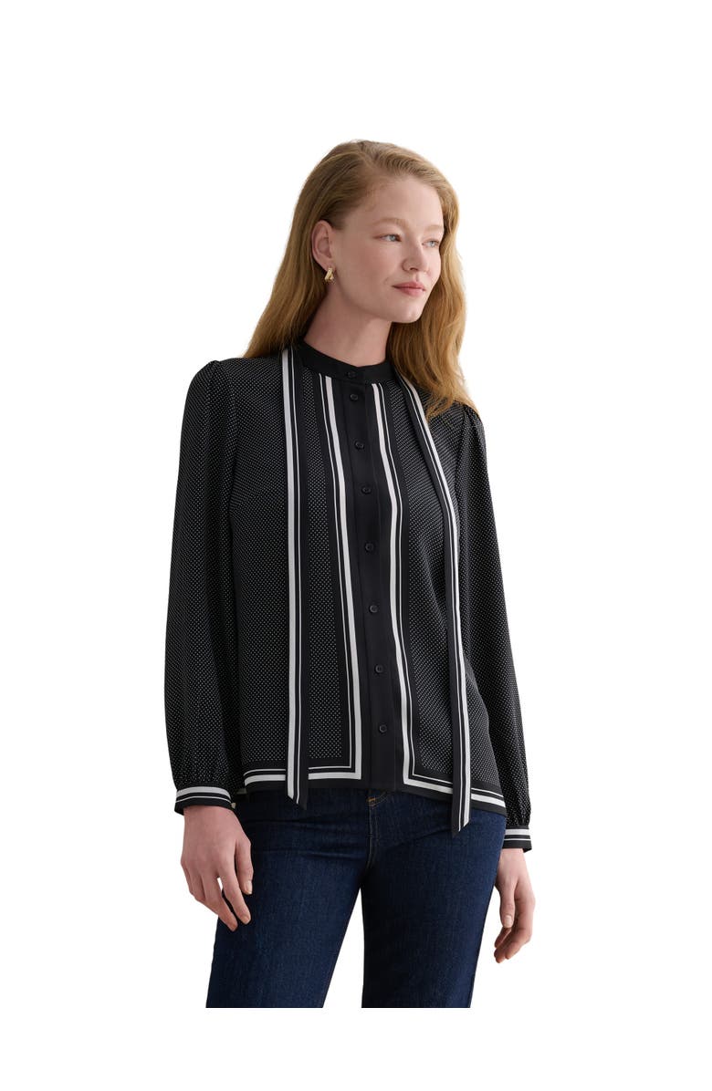 HOBBS LONDON Valerie Tie-Neck Blouse, Main, color, Navy Ivory