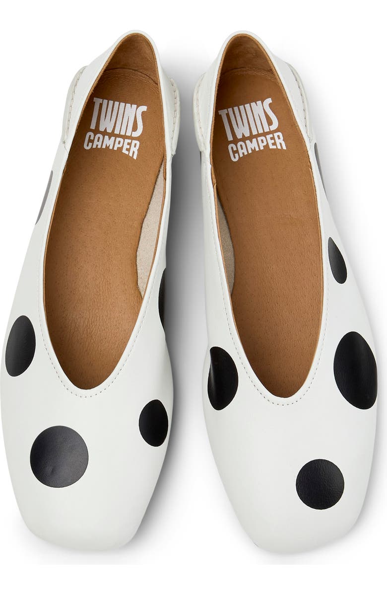 Camper Casi Myra Twins Polka Dot Ballerina Flat, Alternate, color, White Natural