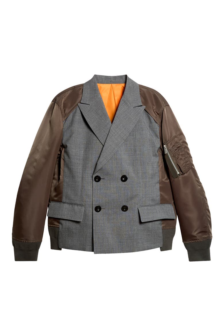 Mixed Media Jacket, Main, color, GRAY/ DARK KHAKI