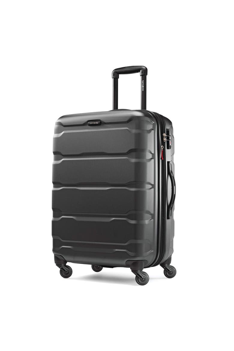 Omni PC Hardside Expandable 24" Medium Checked Spinner Luggage, Main, color, Black