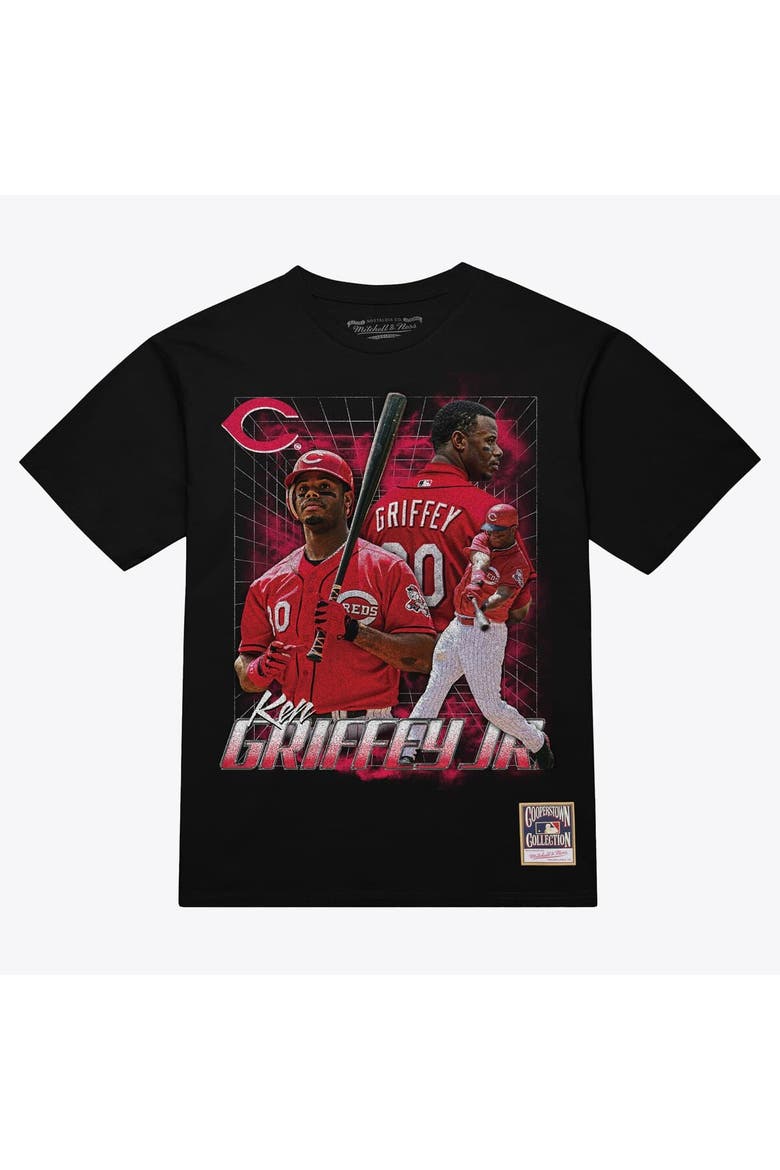 Men's Mitchell & Ness Ken Griffey Jr. Black Cincinnati Reds Legendary Collage Player T-Shirt, Main, color, Black