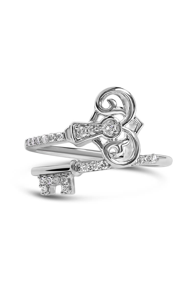 Sterling Silver 1/6 Cttw Key and Keyhole Diamond Ring, Main, color, Silver