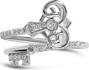 Haus of Brilliance Sterling Silver 1/6 Cttw Key and Keyhole Diamond Ring