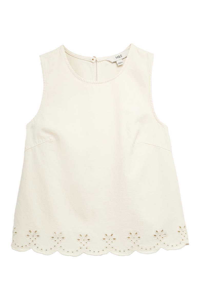 Denim Cutwork Tank, Alternate, color, IVORY