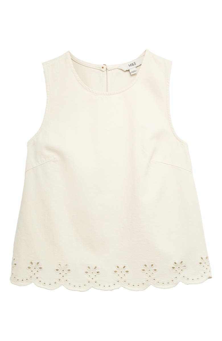 M&S Denim Cutwork Tank, Alternate, color, Ivory