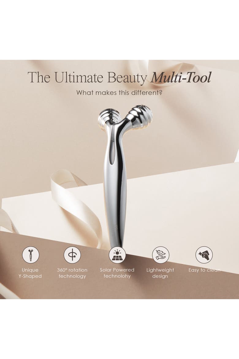 VORA Microcurrent Facial Roller | 3D Face & Body Massager | Instant Face Lift & V-Shape | Anti-Aging & Tightening | Solar Powered, Alternate, color, White