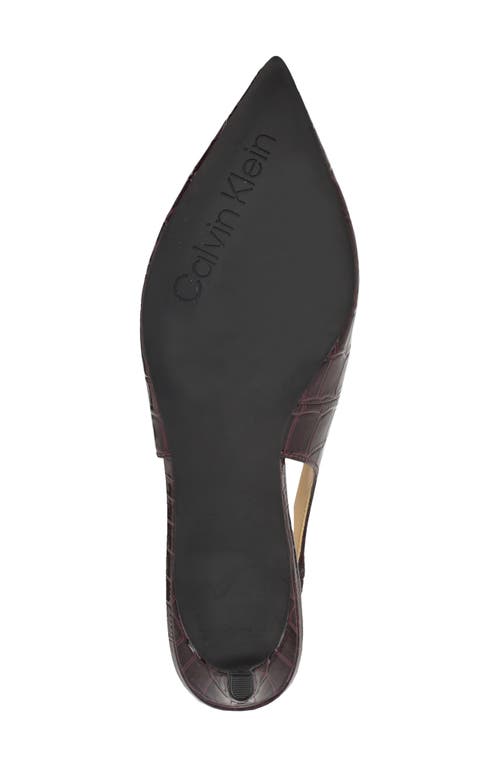 Calvin Klein Dainty Kitten Heel Pointed Toe Slingback Pump In Burgundy