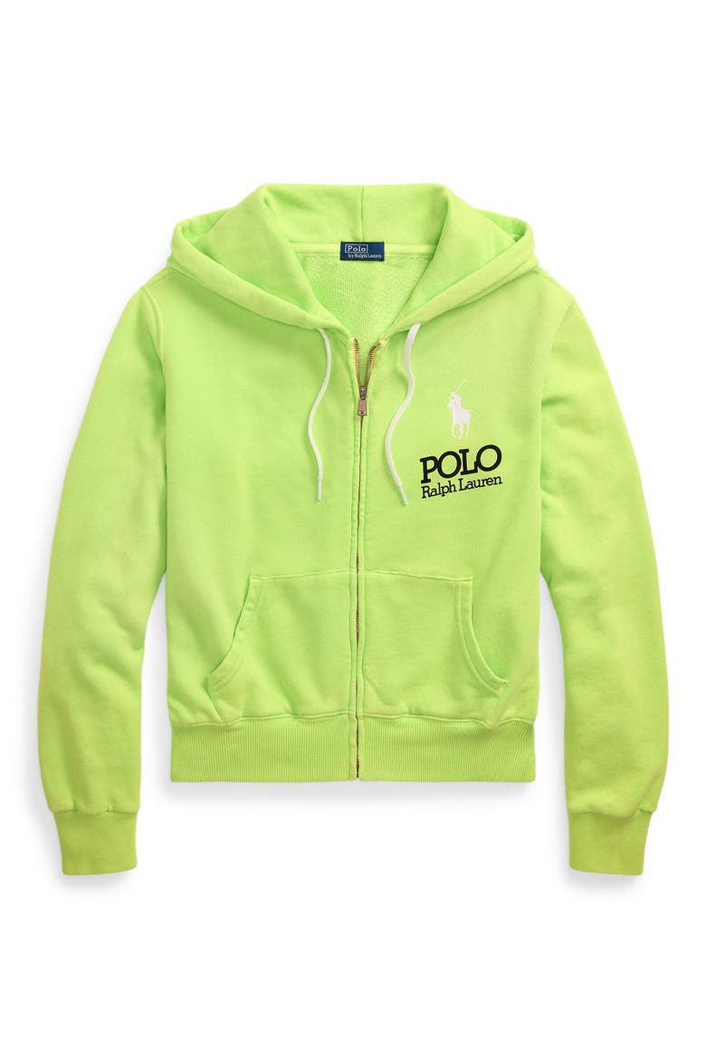 Big Pony Lightweight Fleece Zip Hoodie, Alternate, color, ELECTRIC LIME