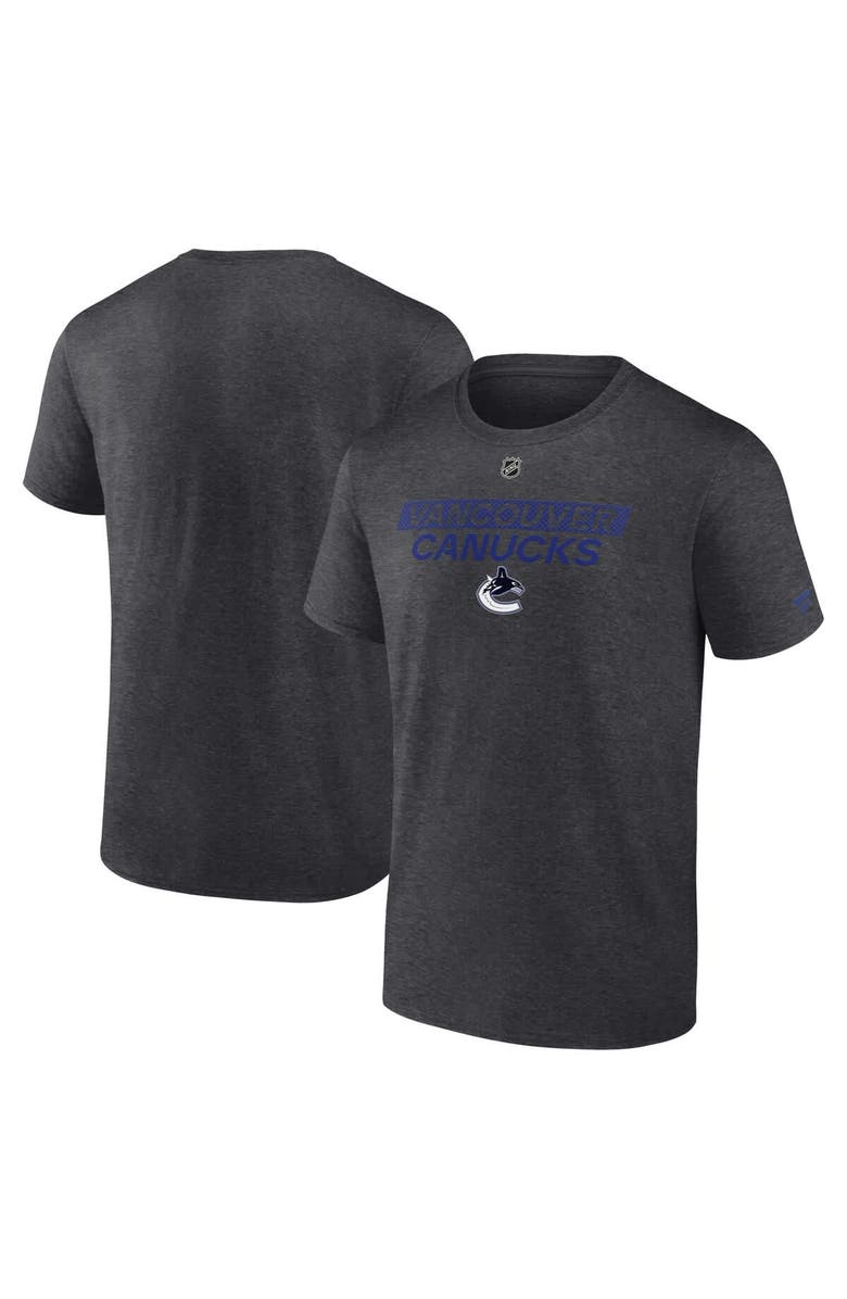 FANATICS Men's Fanatics Heather Charcoal Vancouver Canucks Authentic Pro Core Primary T-Shirt, Main, color, Heather Charcoal