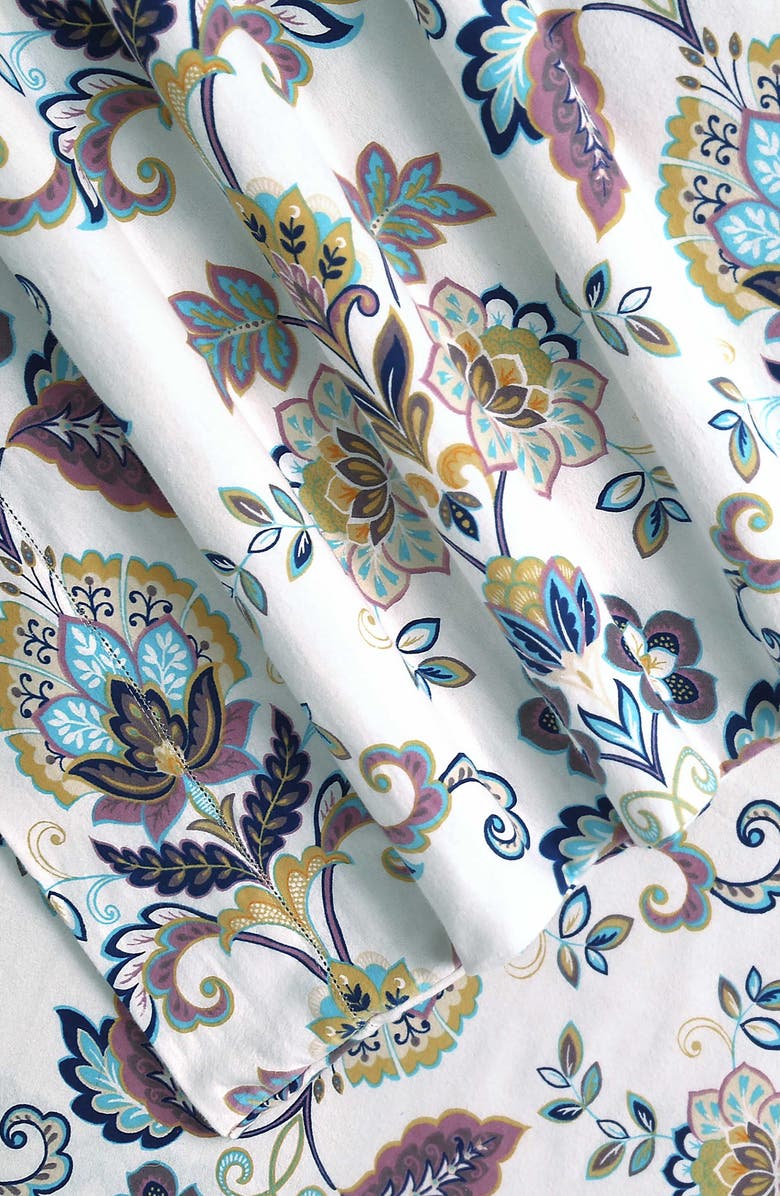 AZORES HOME Abstract Paisley Cotton Flannel Sheet Set, Alternate, color, Multi Marigold