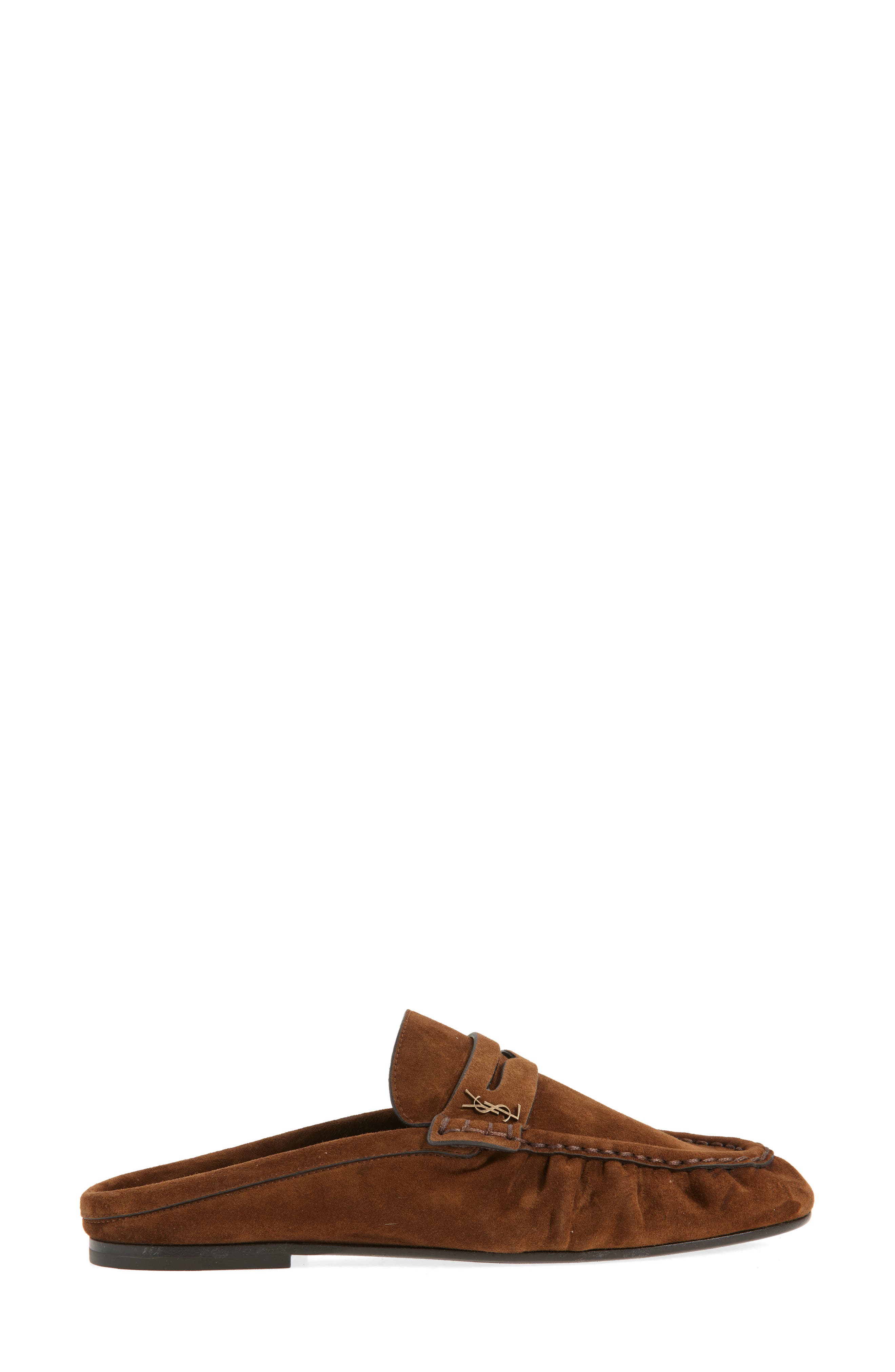 Saint Laurent Le Penny Loafer Mule, Alternate, color, Brown