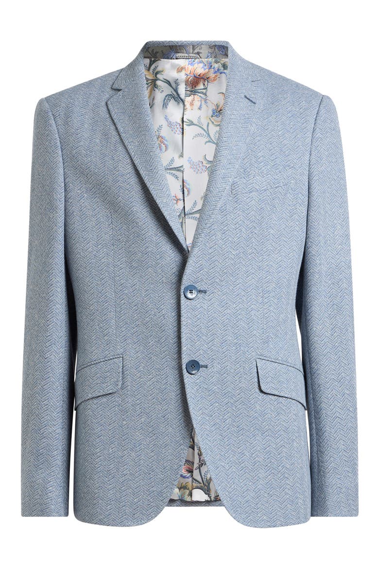 Roma Jersey Cotton & Linen Herringbone Sport Coat, Alternate, color, AZZURRO