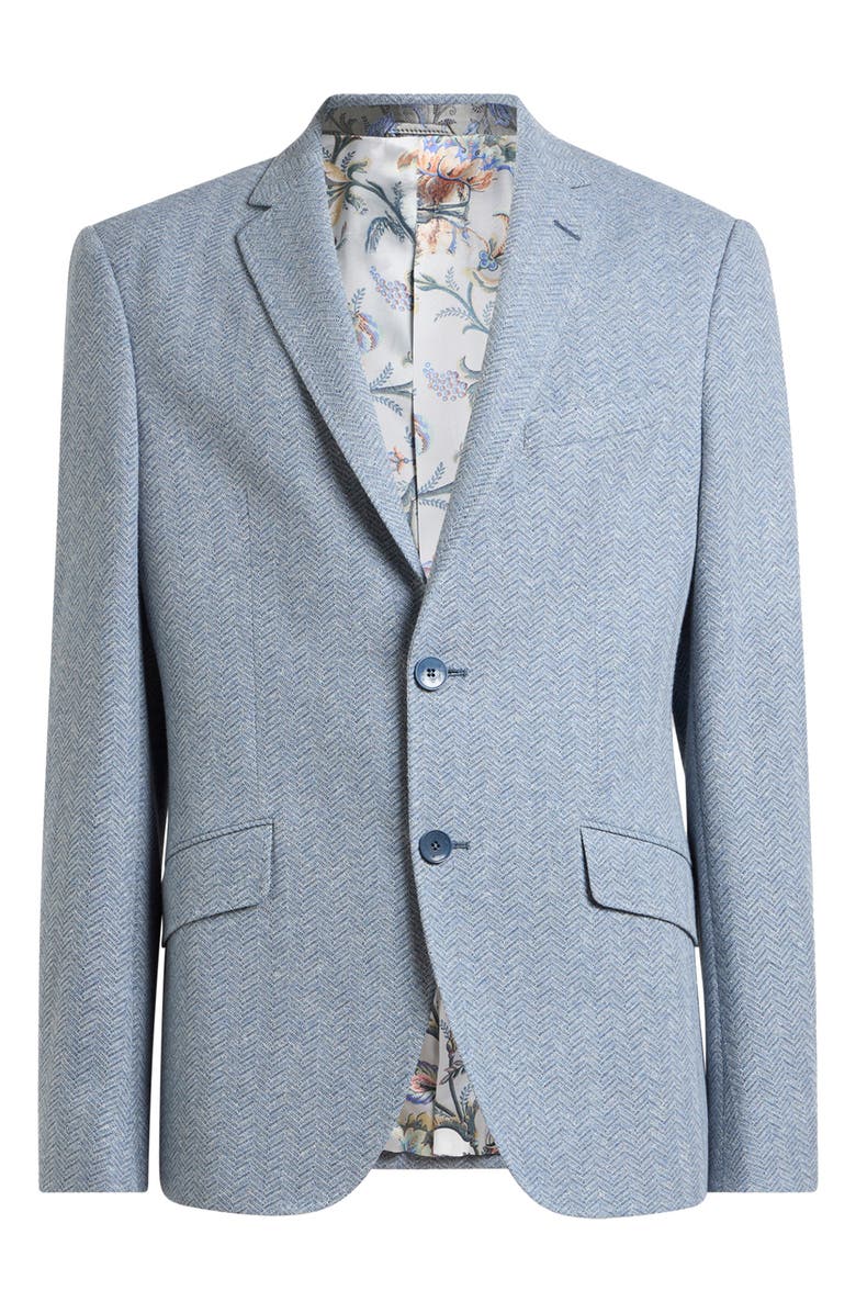 Etro Roma Jersey Cotton & Linen Herringbone Sport Coat, Alternate, color, Azzurro