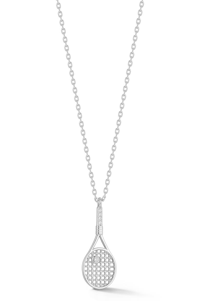 Tennis Racket Pendant Necklace, Main, color, SILVER