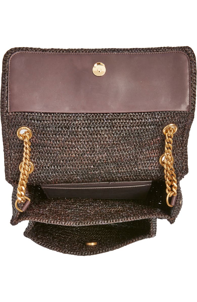 Saint Laurent Medium Niki Woven Raffia Shoulder Bag, Alternate, color, Chocolate Truffle