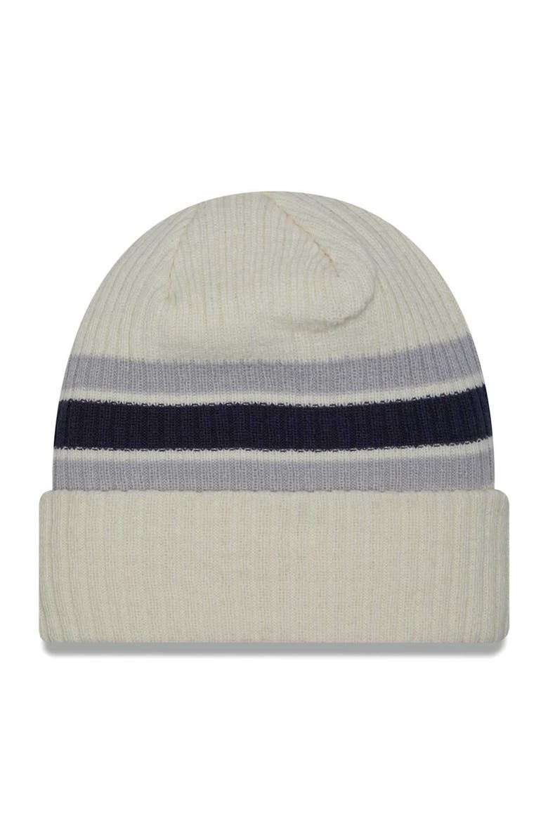 New Era Men's New Era Cream Dallas Cowboys Team Stripe Cuffed Knit Hat, Alternate, color, Cream
