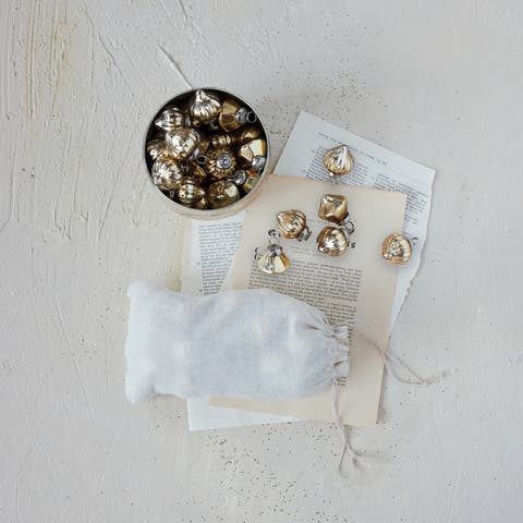 Mercury Glass Embossed Ornament Set, Iron Accents