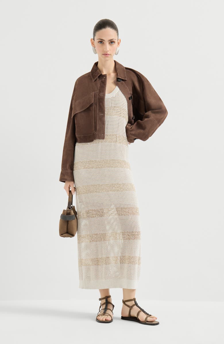 Brunello Cucinelli Dress with dazzling stripes, Alternate, color, Oat