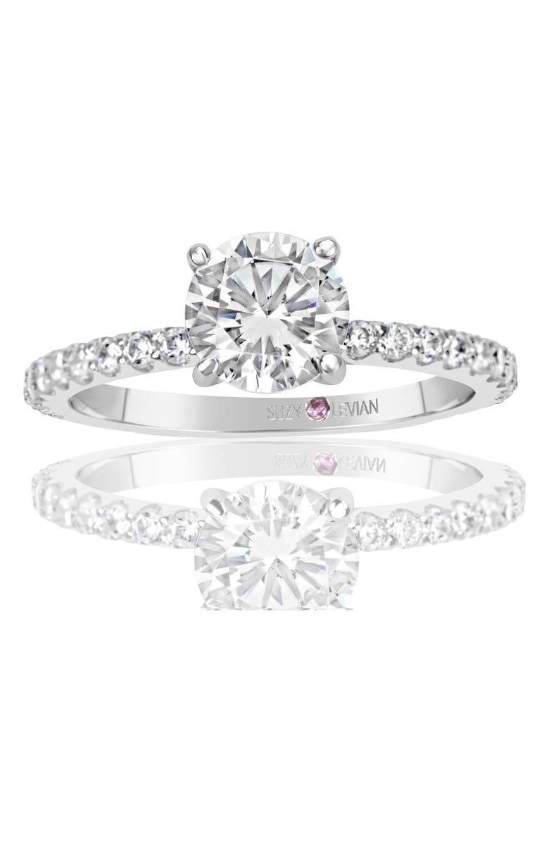 SUZY LEVIAN Sterling Silver Round CZ Bridal Ring, Alternate, color, White