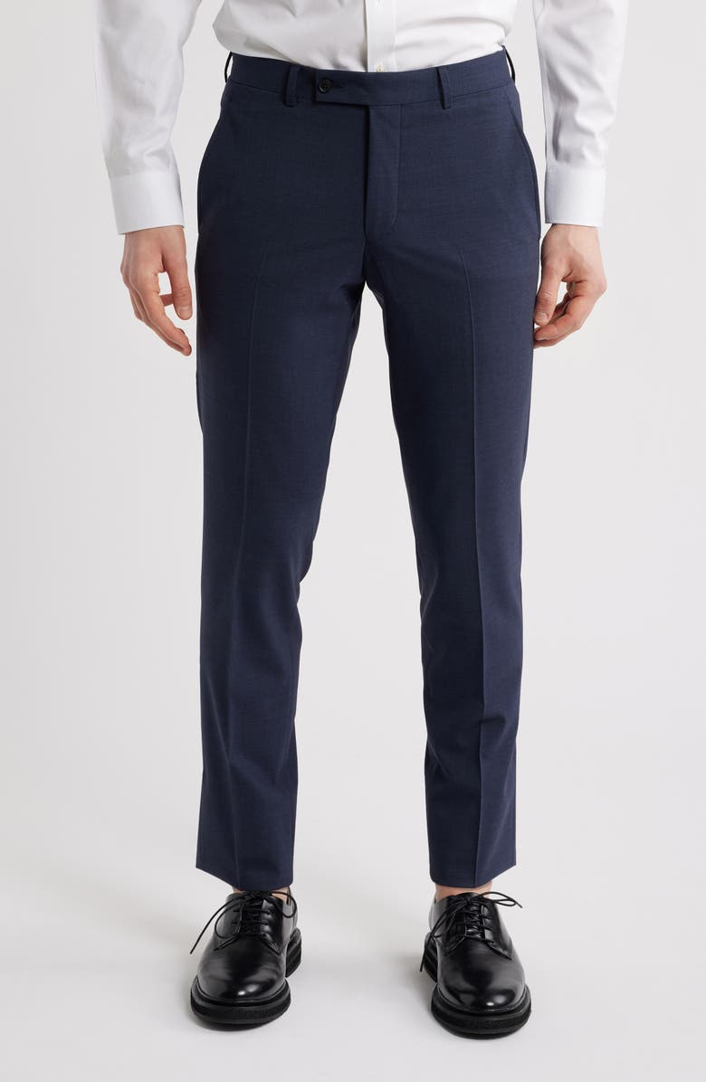 AllSaints Ross Slim Fit Stretch Wool Pants, Main, color, Blue/ Grey