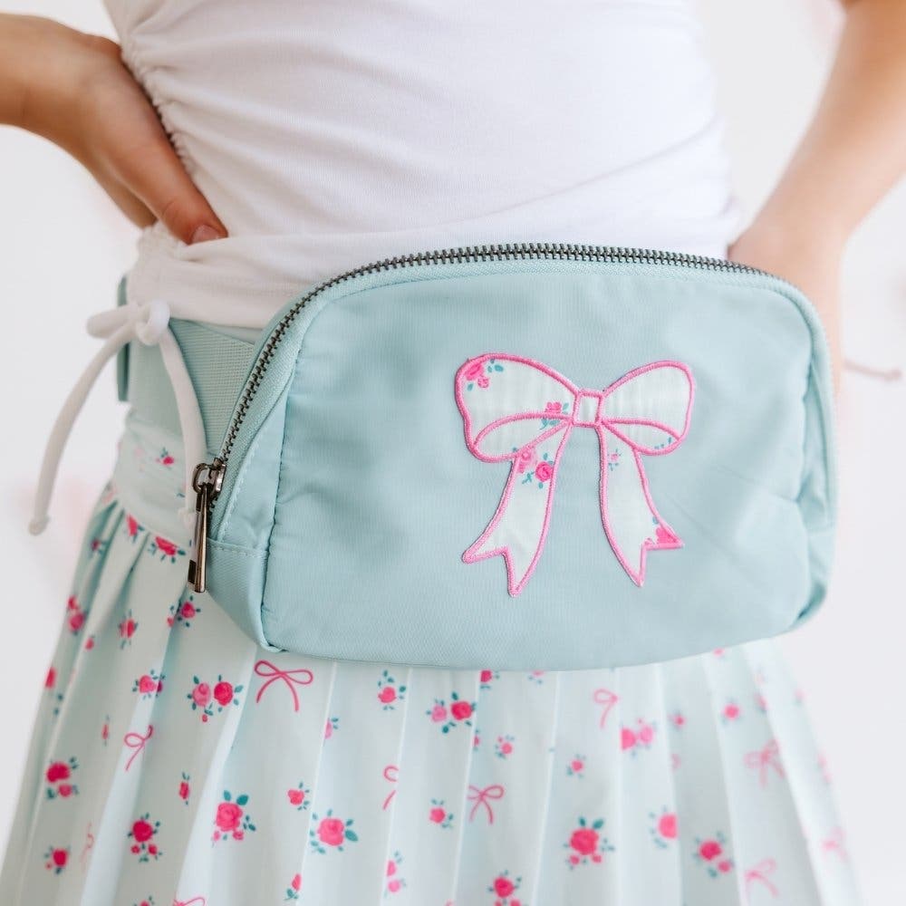 Sweet Wink Sky Floral Bow Patch Belt Bag, Alternate, color, Icing Blue