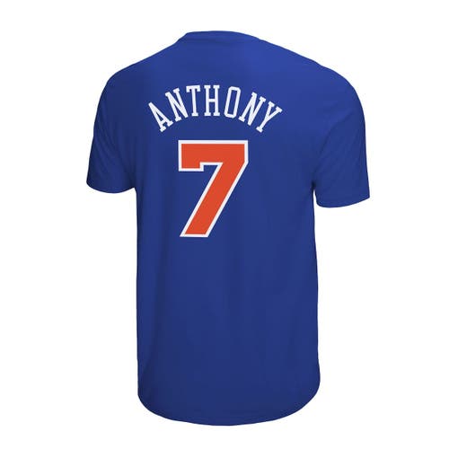 Mitchell & Ness Carmelo Anthony Royal New York Knicks Hardwood Classics Retro Name & Number T-shirt In Blue