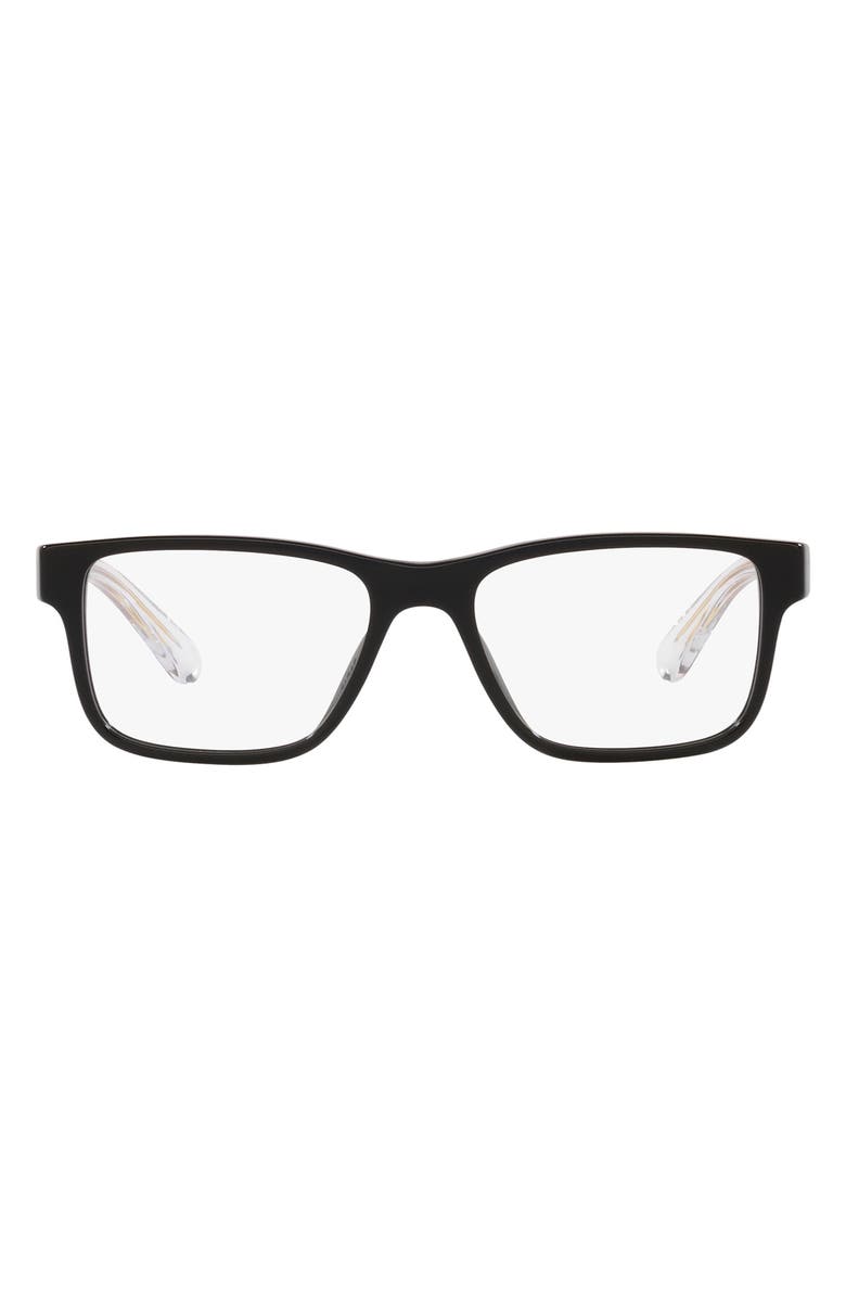 Versace 47mm Rectangular Optical Glasses, Main, color, Black