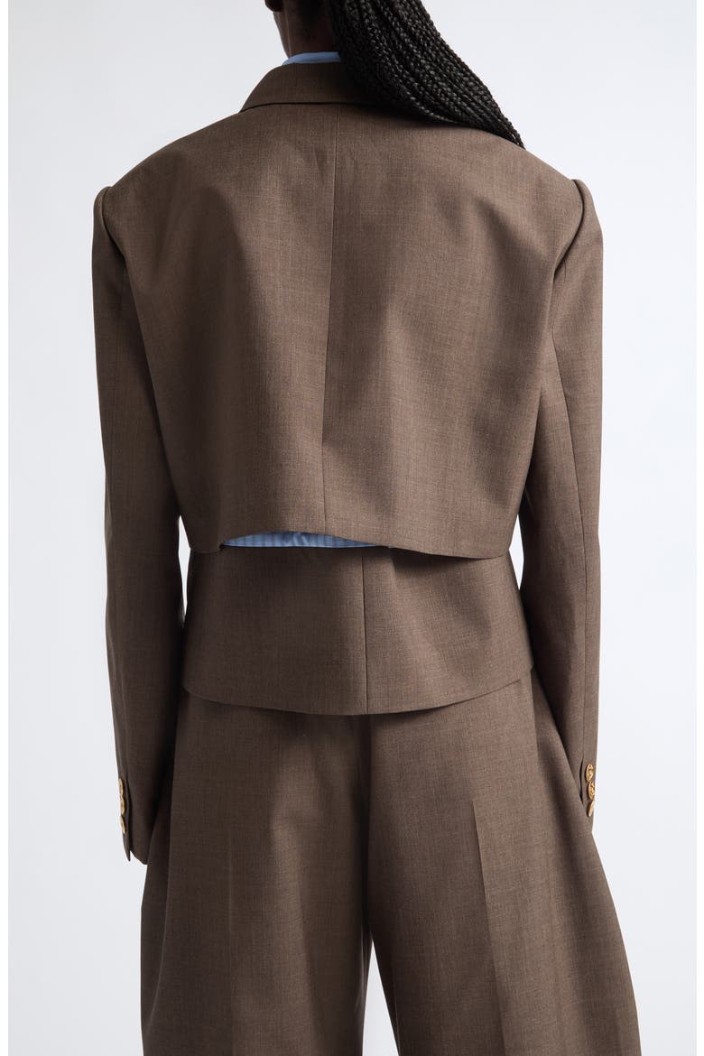 Mixed Media Wool Suiting & Stripe Cotton Blend Poplin Jacket, Alternate, color, BROWN/ LIGHT BLUE STRIPE