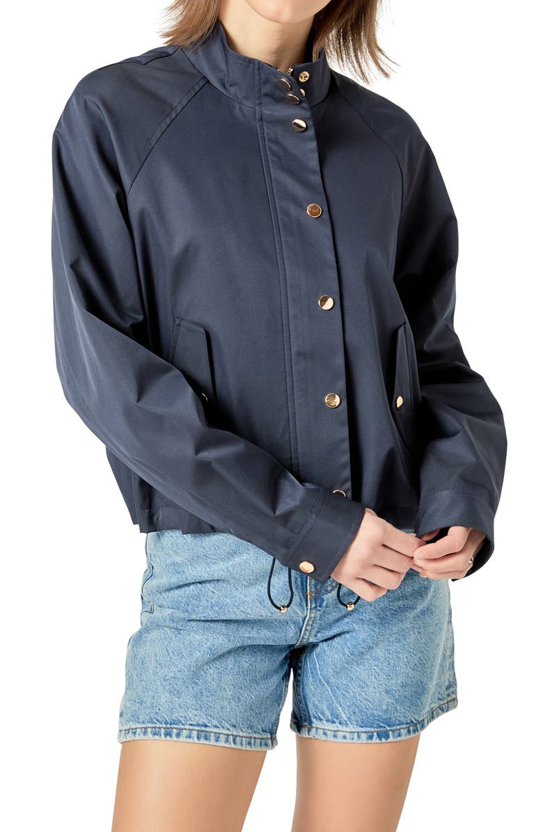 English Factory Snap Bomber Jacket, Alternate, color, Navy