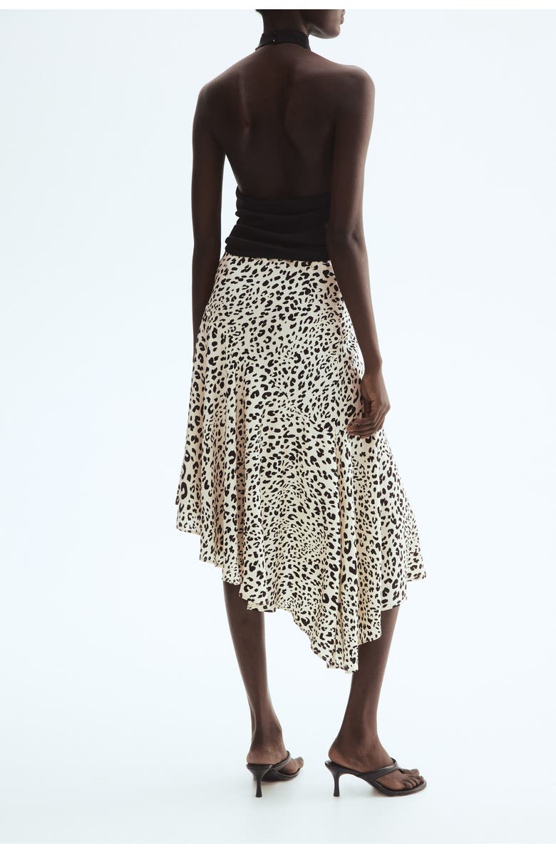 H&M Asymmetric Viscose Skirt, Alternate, color, Cream/Leopard Print