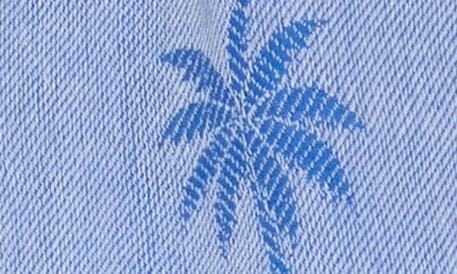 Elan Palm Drawstring Cotton Cover-up Shorts In Blue