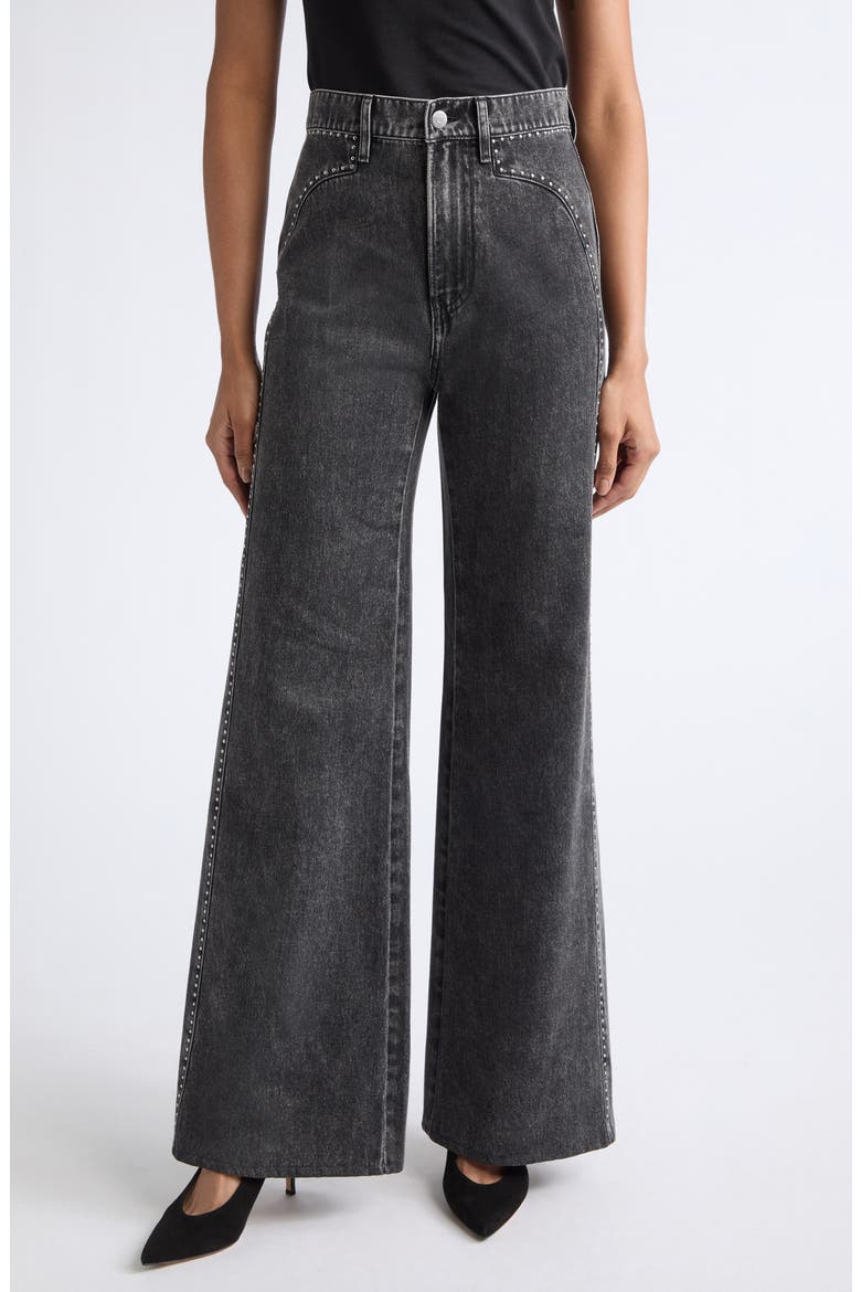 Grant Studded High Waist Wide Leg Jeans, Main, color, TORNADO