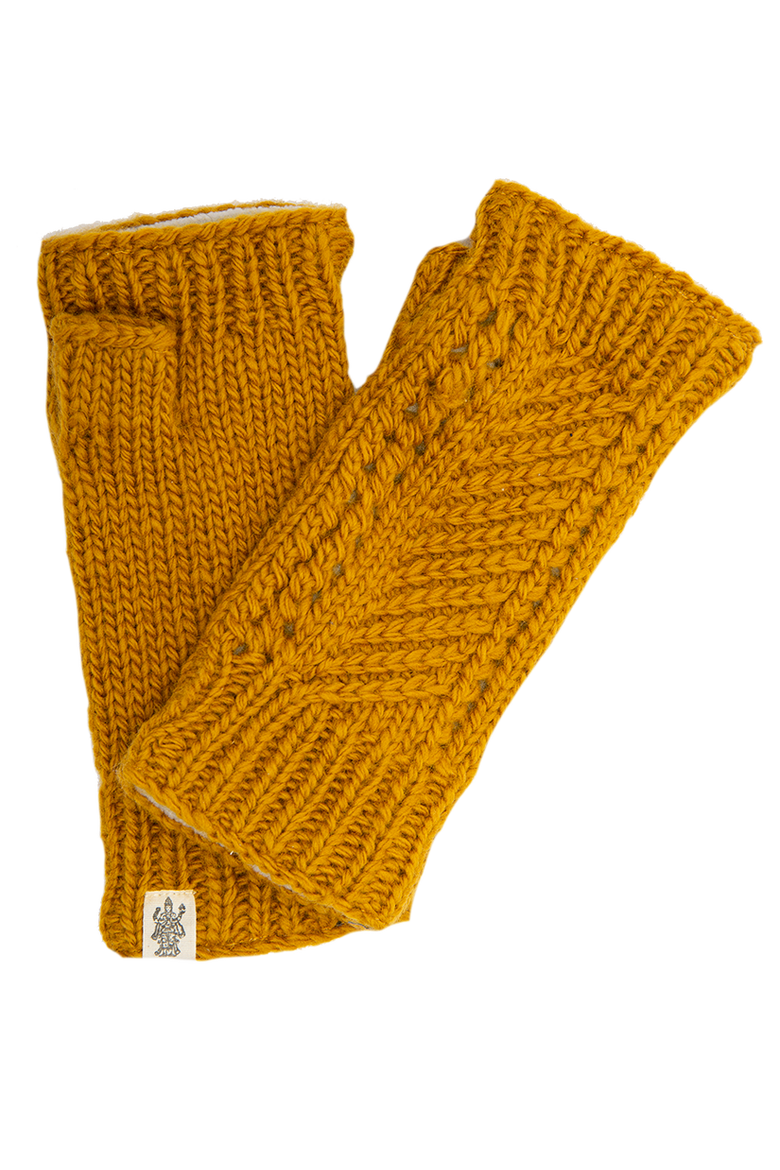 Diagonal Knit Handwarmers, Main, color, HONEY