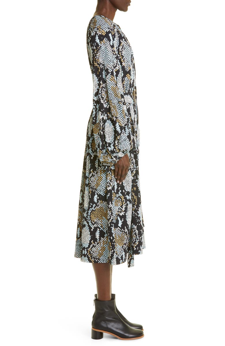 Proenza Schouler Snakeskin Print Long Sleeve Midi Dress, Alternate, color, 