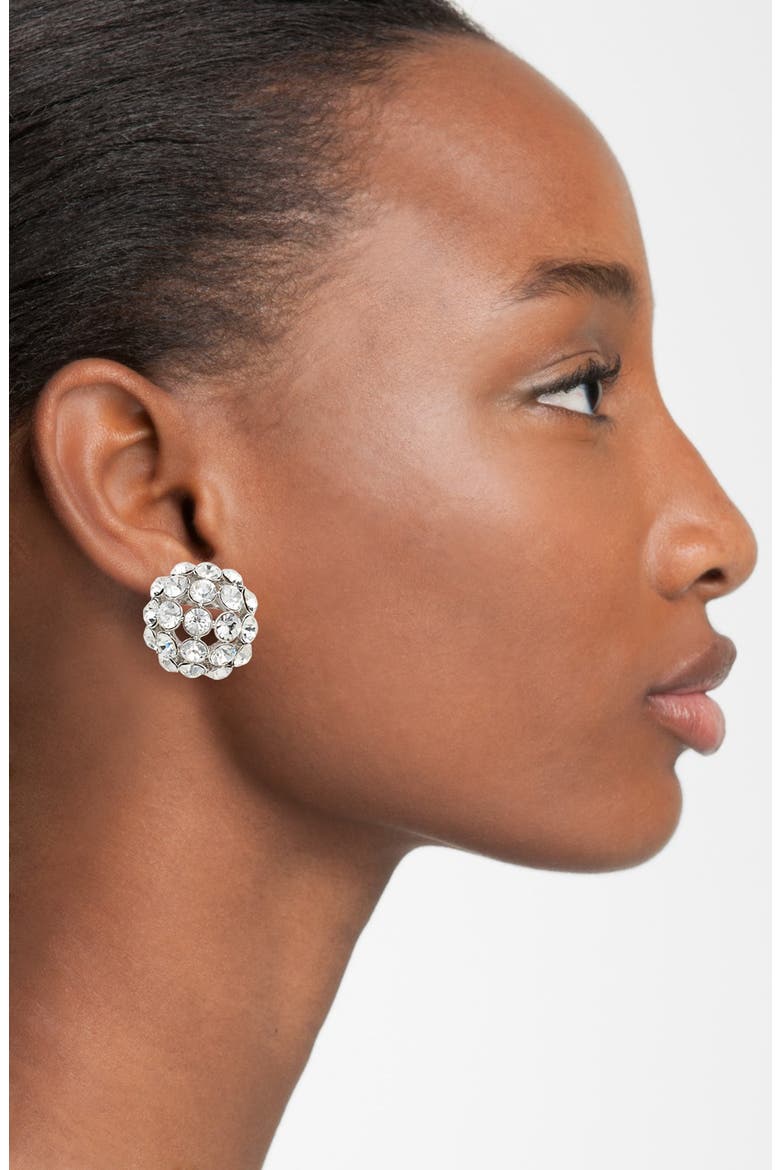 large ball stud earrings, Alternate, color, CLEAR/ ANTIQUE SILVER