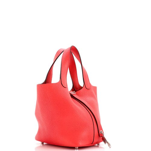 Pre-owned Hermes Hermes Picotin Lock Bag Clemence Pm In Red