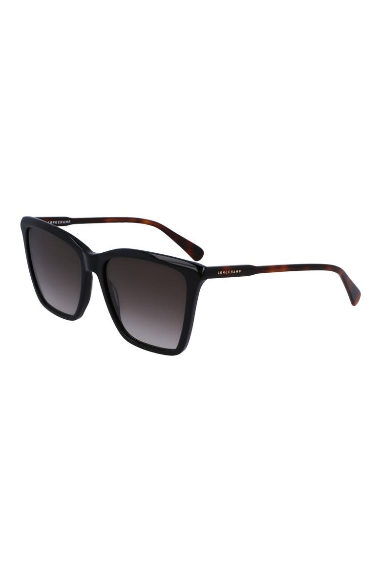 Le Pliage 56mm Gradient Rectangular Sunglasses, Alternate, color, BLACK