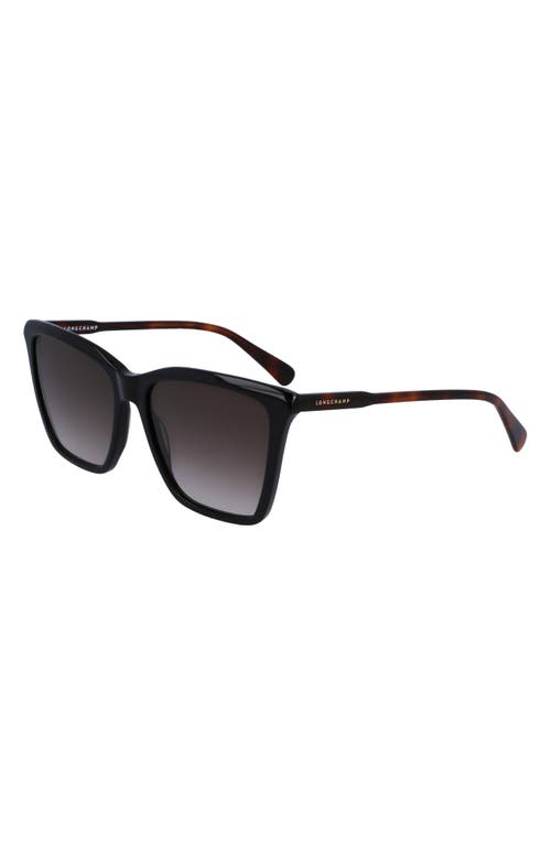 Longchamp Le Pliage 56mm Gradient Rectangular Sunglasses In Black