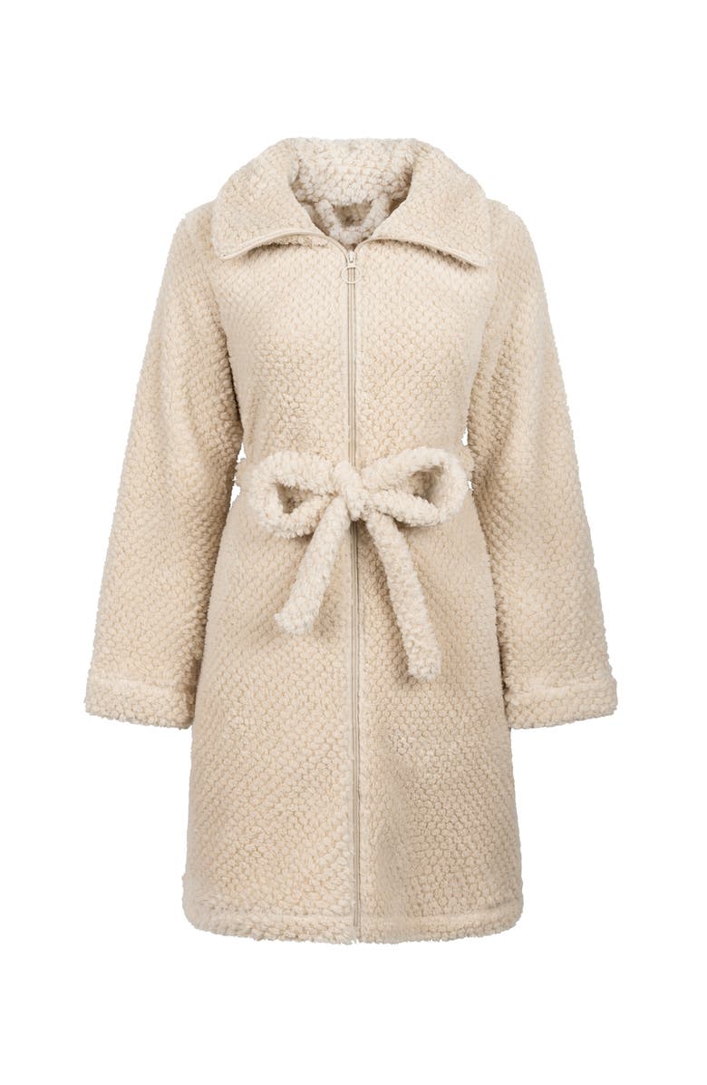 Hunkemöller Robe Zip Up Fleece, Alternate, color, Whitecap Gray