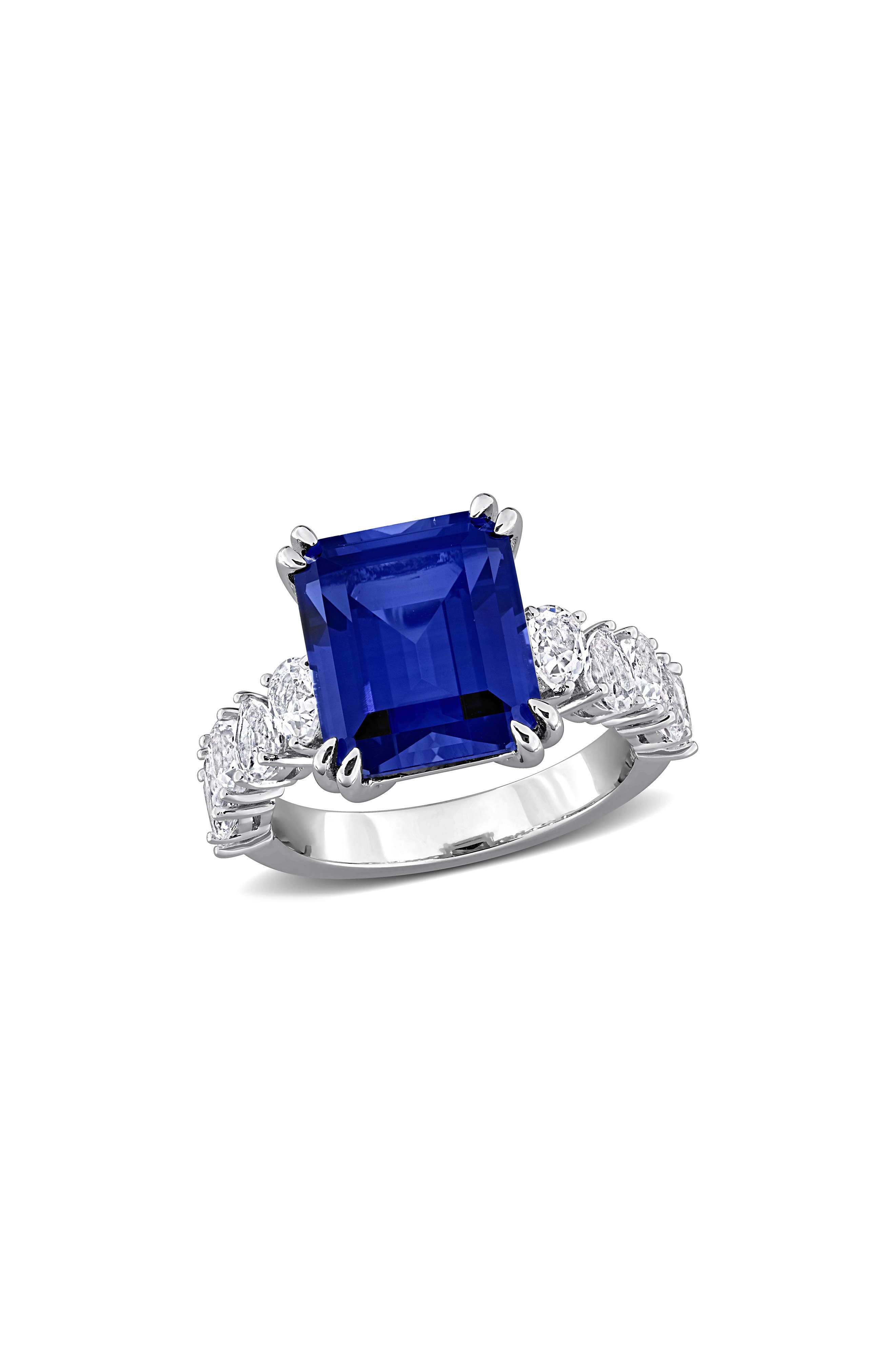 Emerald Cut Lab Created Sapphire Statement Ring