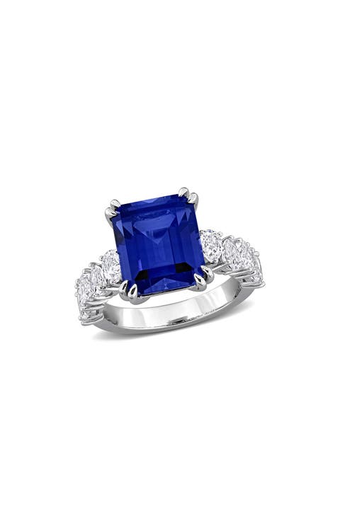 Emerald Cut Lab Created Sapphire Statement Ring