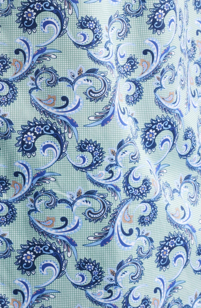 Johnston & Murphy Check Paisley Button-Up Shirt, Alternate, color, Sage/Navy