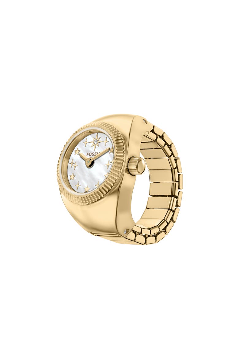 Star Mother-of-Pearl Goldtone Ring Watch, 15mm, Alternate, color, GOLD